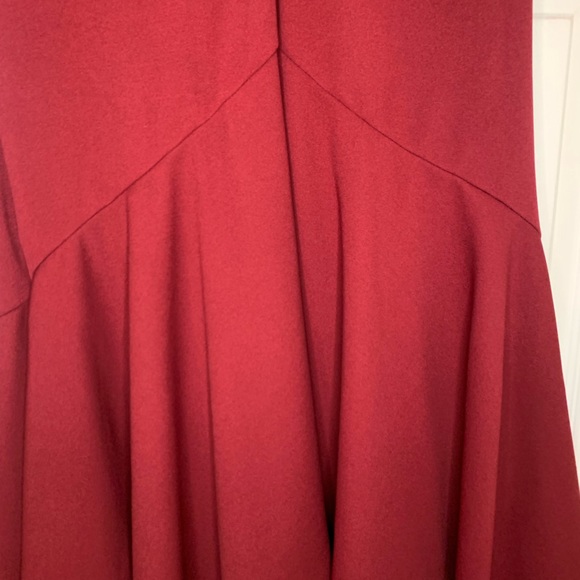 eShakti Maroon Drop Waist Dress with Flounce Hem - Picture 3 of 3
